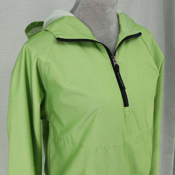 Actra Top Womens Medium Green Pullover Anorak Nylon Hoodie Pocket Quarter Zip - Picture 7 of 16